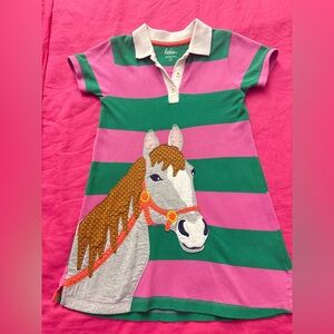 Mini Boden horse appliqué polo dress 6-7y.o.
